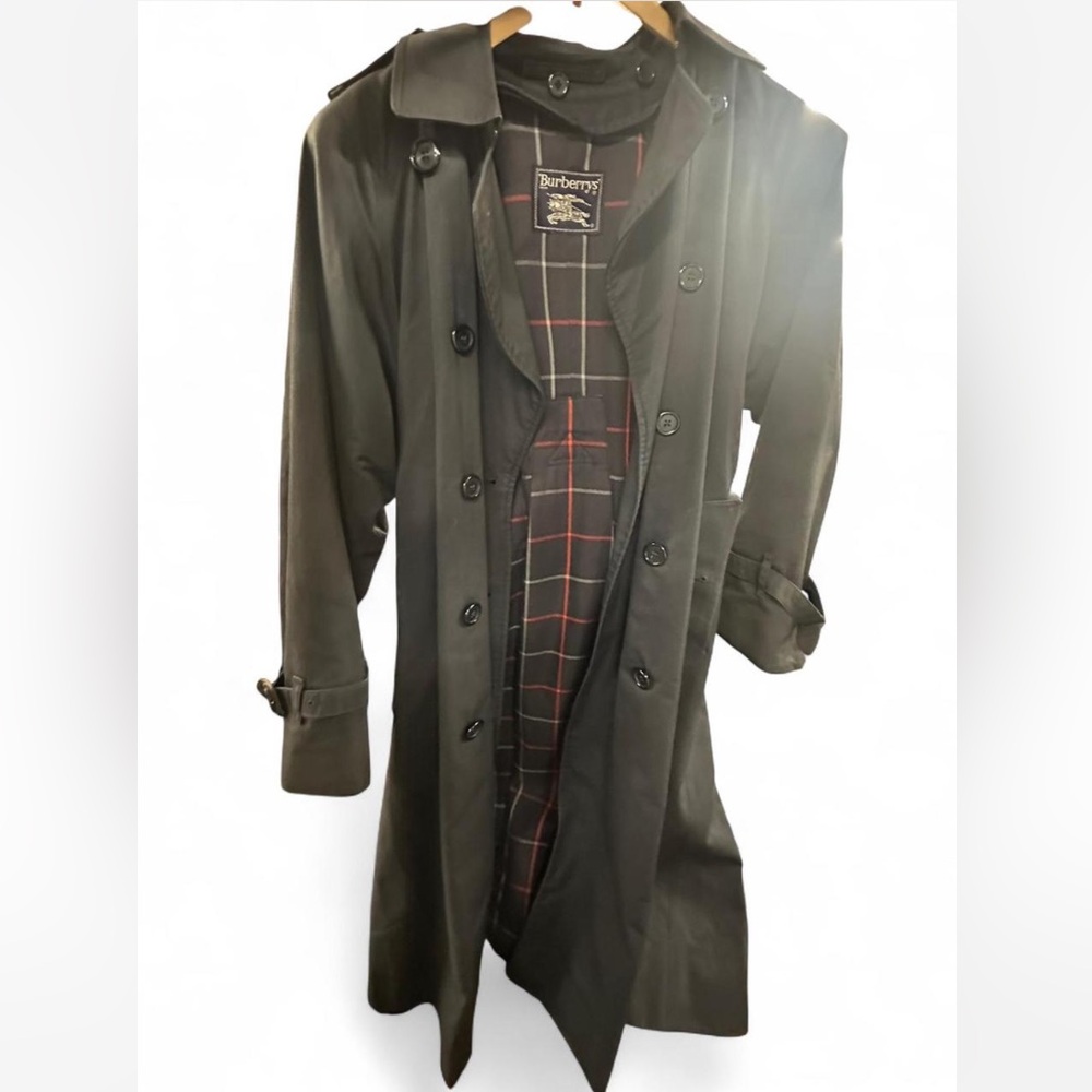 Burberry Navy Blue Long Trench Coat with buttons
